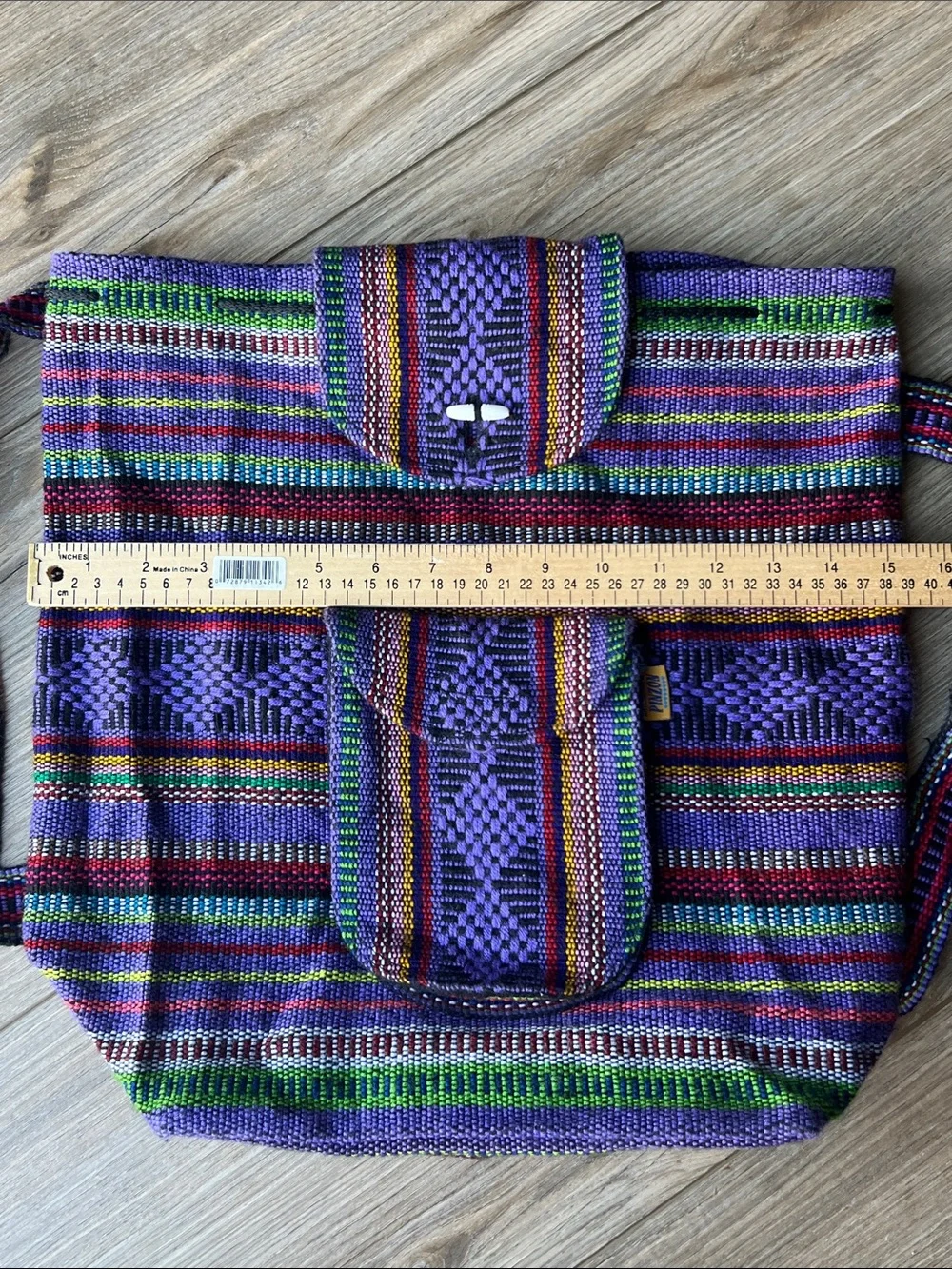 Authentic Mexican Handwoven Purple Multi-Striped Backpack